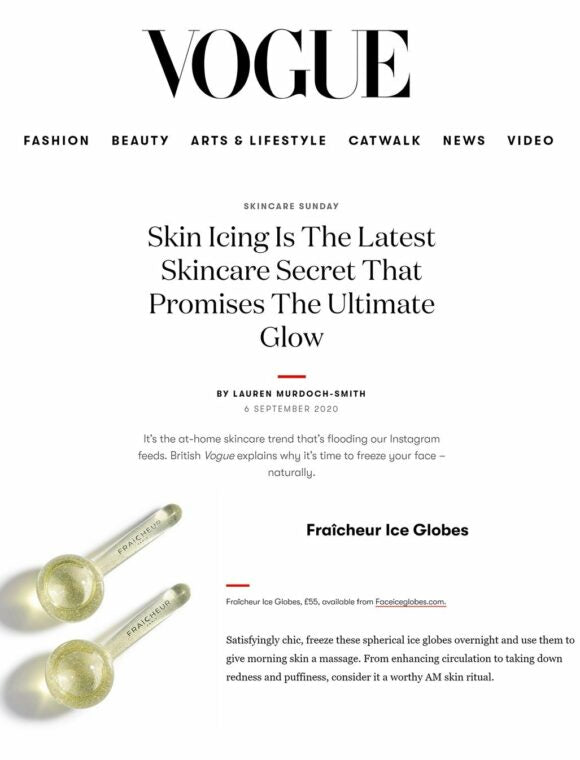 “Satisfyingly chic, freeze these spherical ice globes overnight and use them to give morning skin a massage”